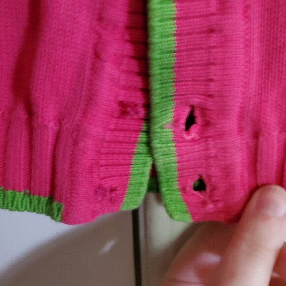 United Colors of Benetton Hot Pink Lime Cardigan Vintage - Picture 3 of 5